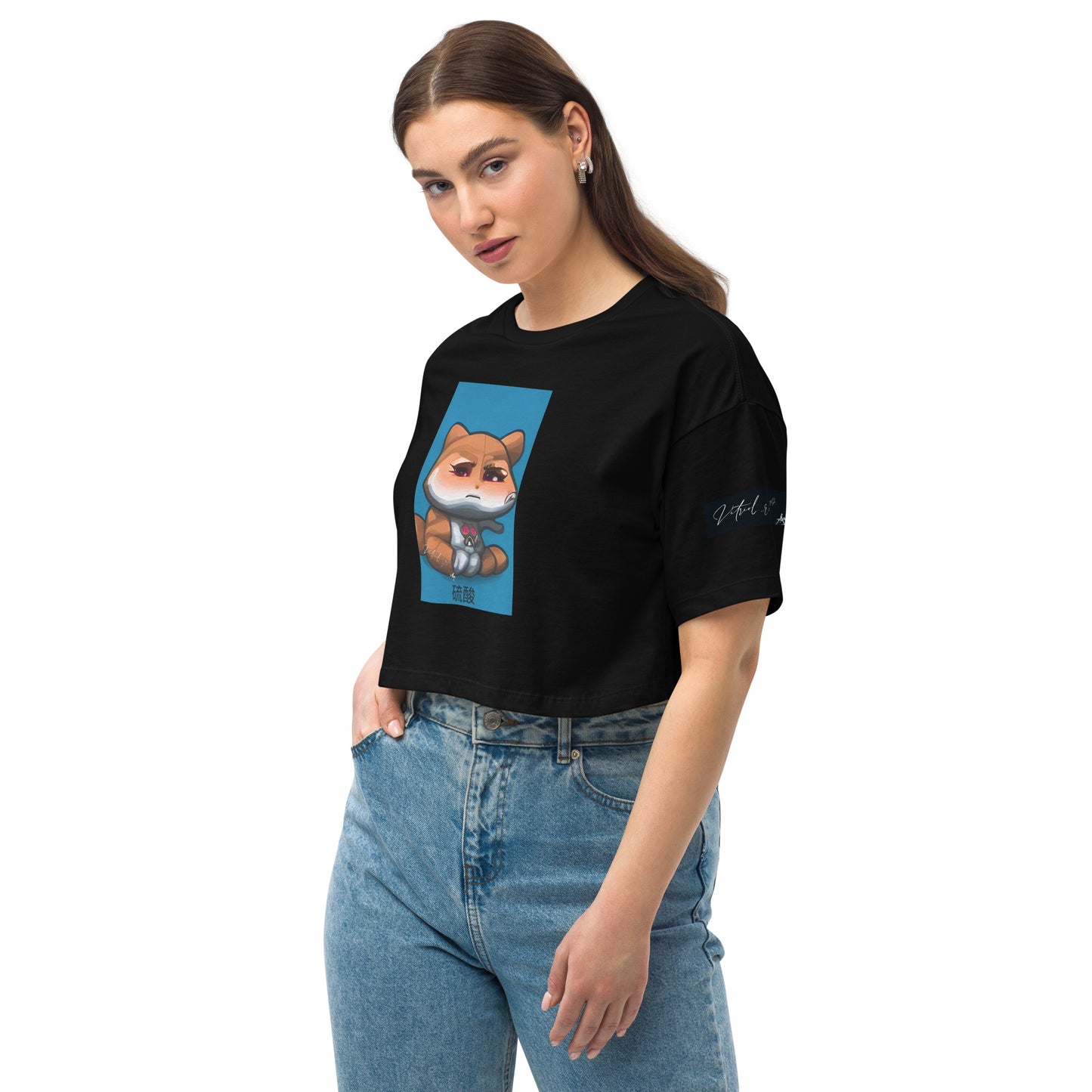 Nukie Aiko blue Loose drop shoulder crop top