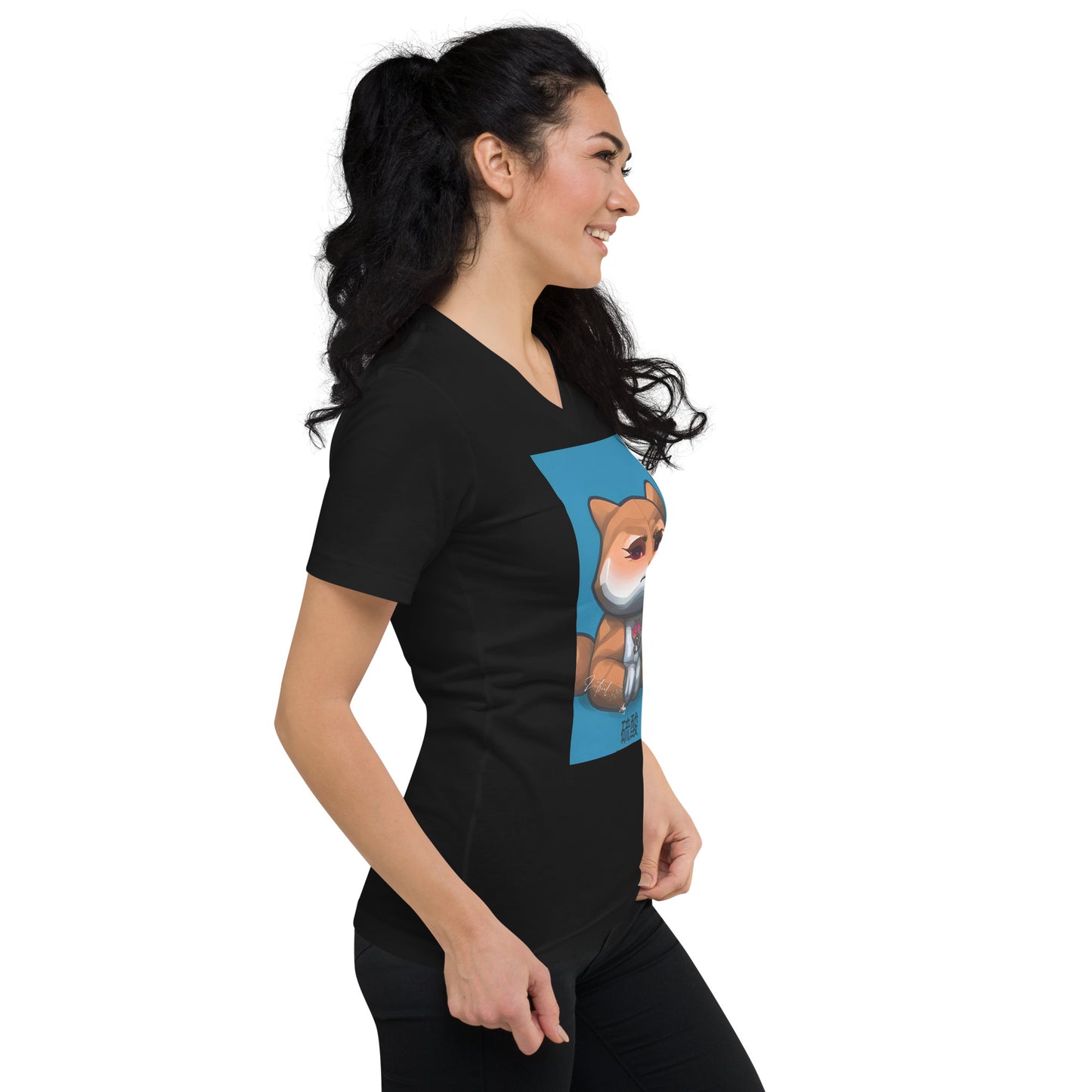 Nukie Aiko Blue V-Neck Women's T-Shirt