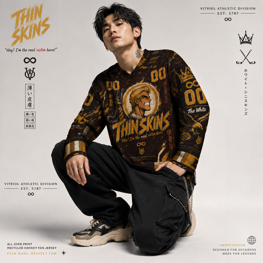 “Thin Skins” Recycled hockey fan jersey