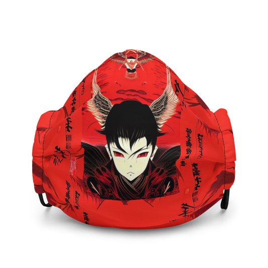 寺てらの隣となりに鬼が棲すむ (“A demon lives next to a temple”).   Premium face mask Vitriol Tokyo