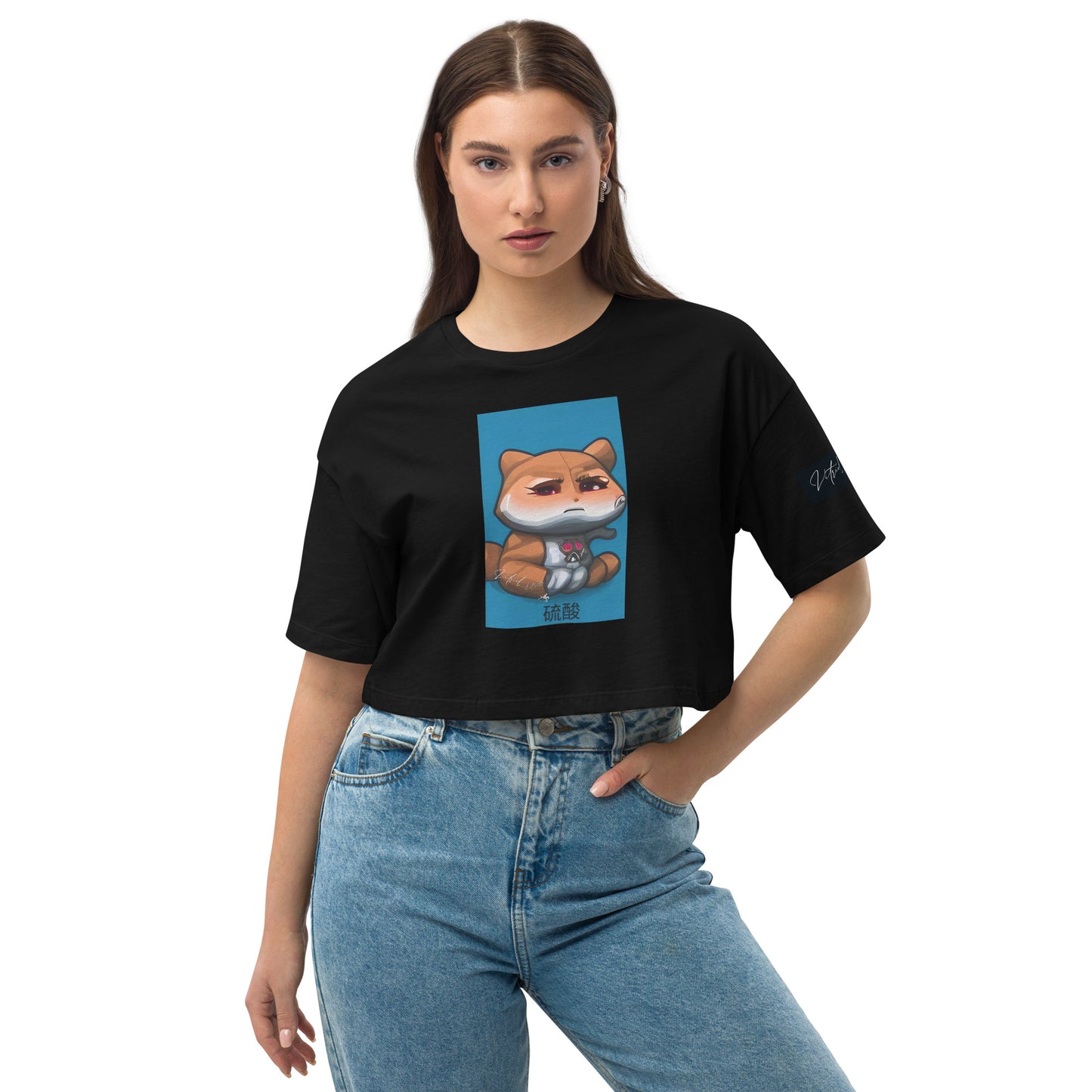 Nukie Aiko blue Loose drop shoulder crop top