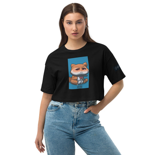 Nukie Aiko blue Loose drop shoulder crop top
