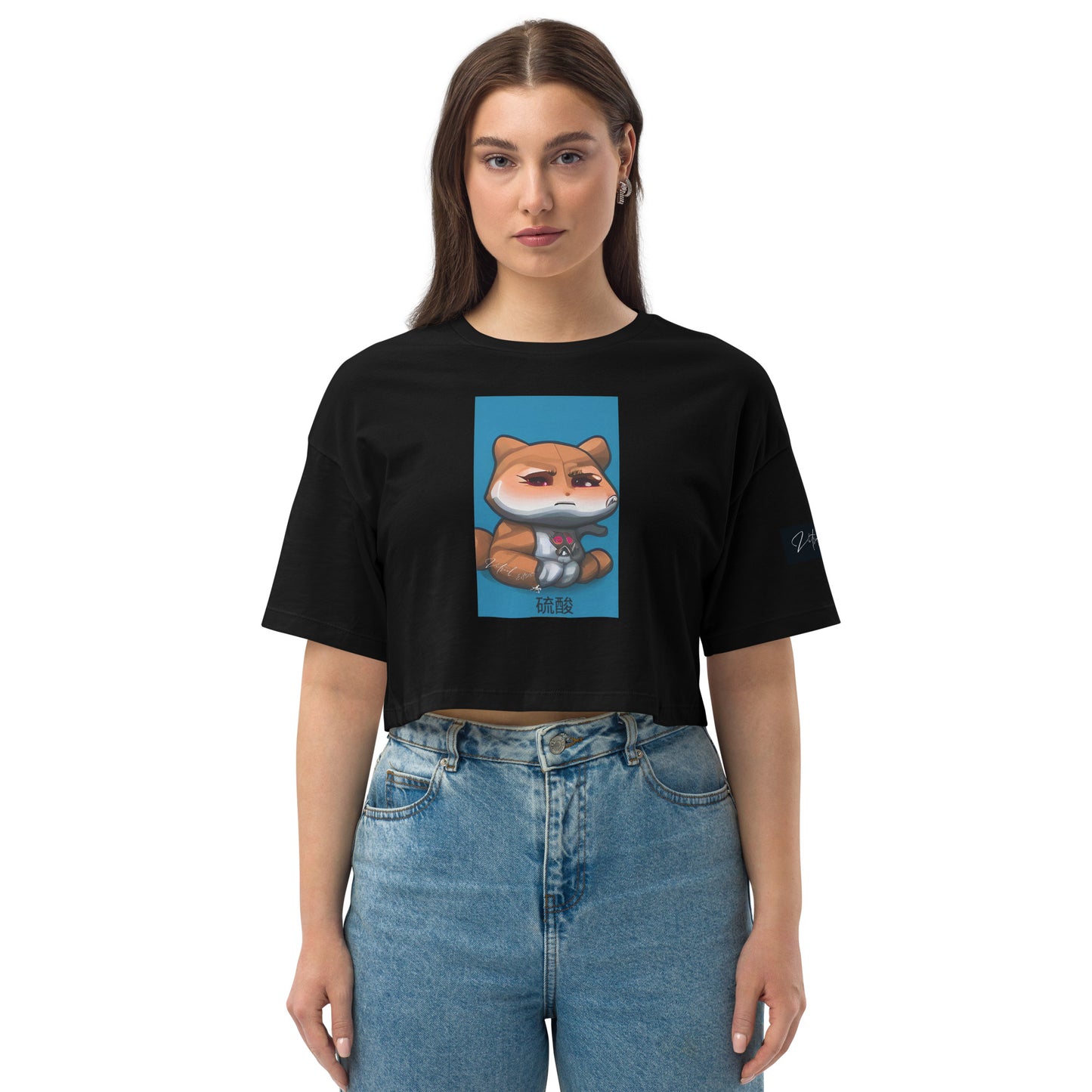 Nukie Aiko blue Loose drop shoulder crop top