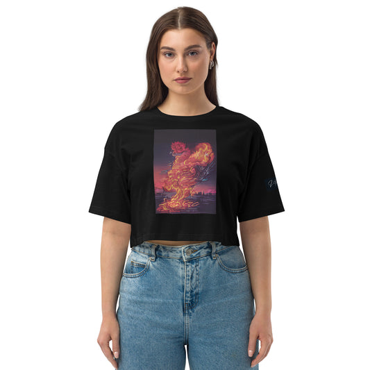 Vitriol Rose Phoenix drop shoulder crop top