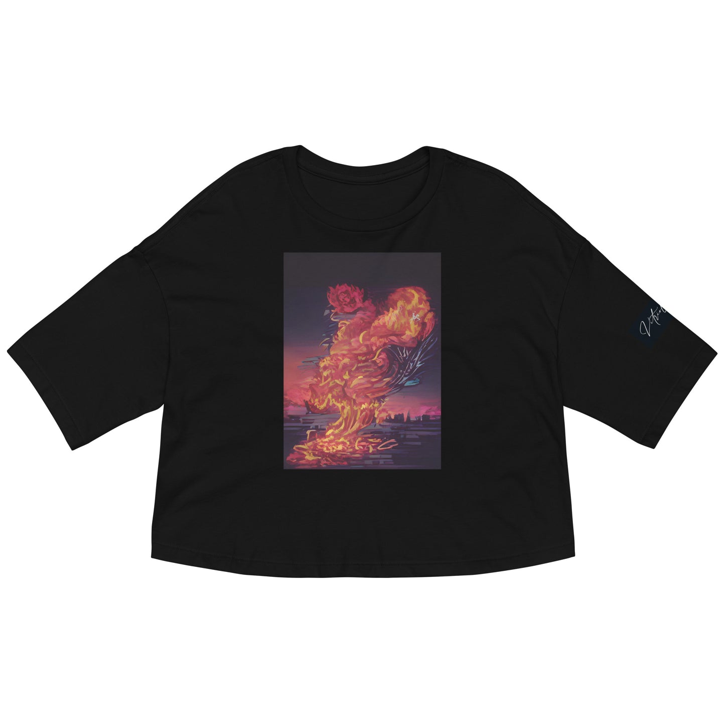 Vitriol Rose Phoenix drop shoulder crop top