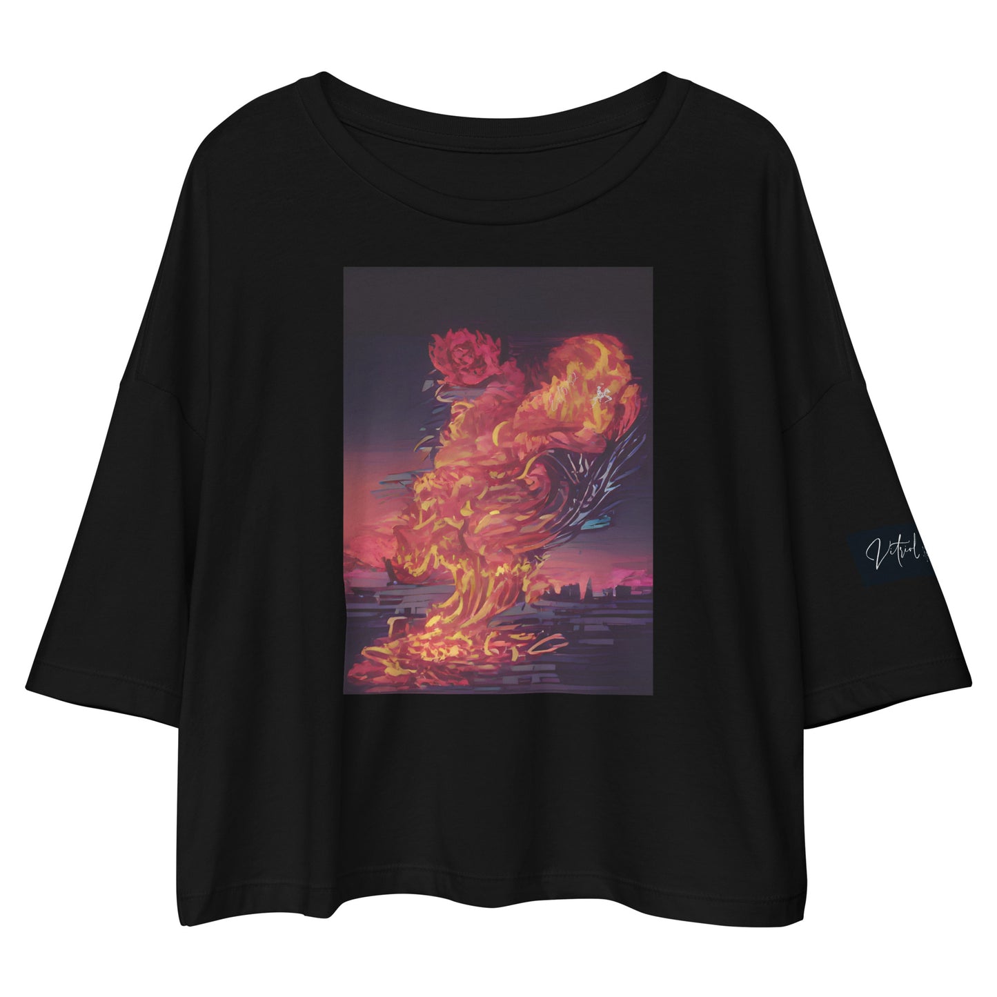 Vitriol Rose Phoenix drop shoulder crop top