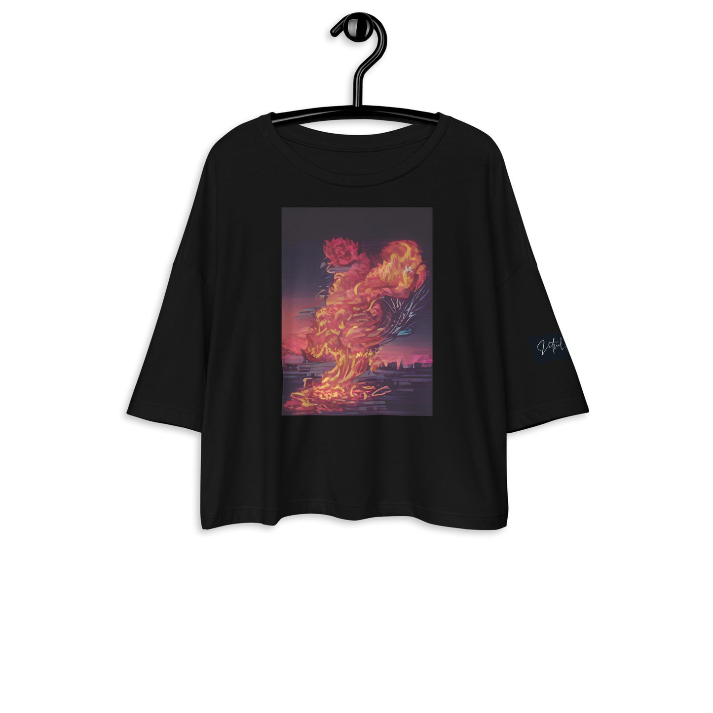 Vitriol Rose Phoenix drop shoulder crop top
