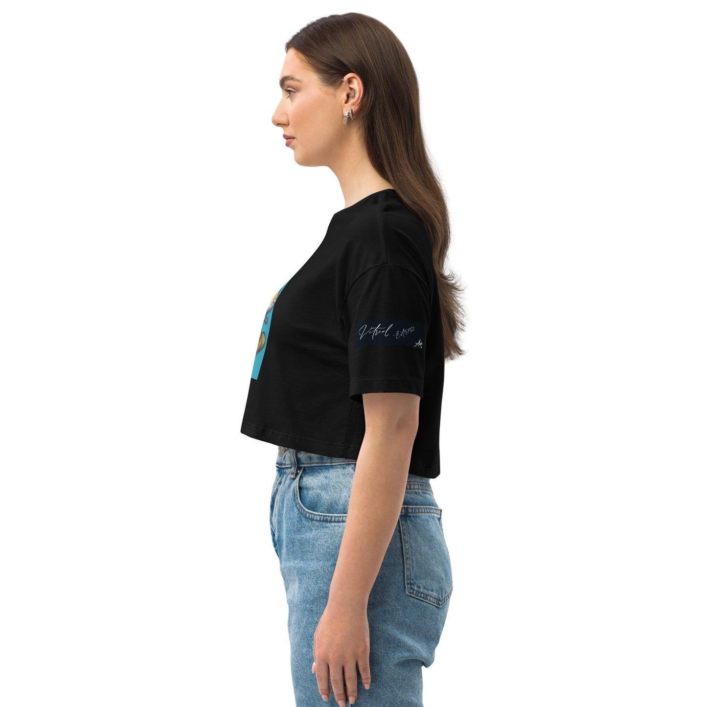 Nukie Aiko Light blue Loose drop shoulder crop top