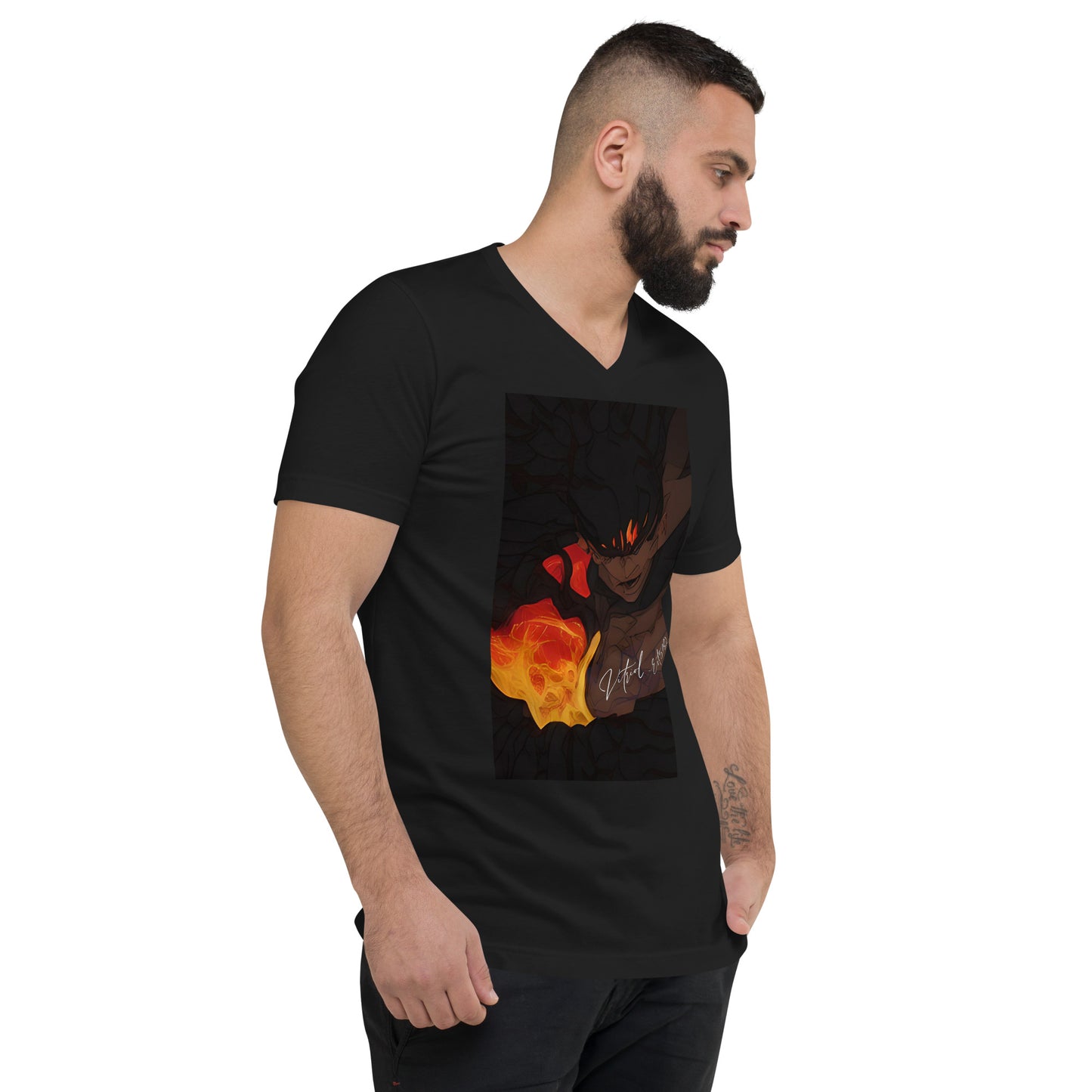 Vitriol Man on Fire V-Neck Men's T-Shirt