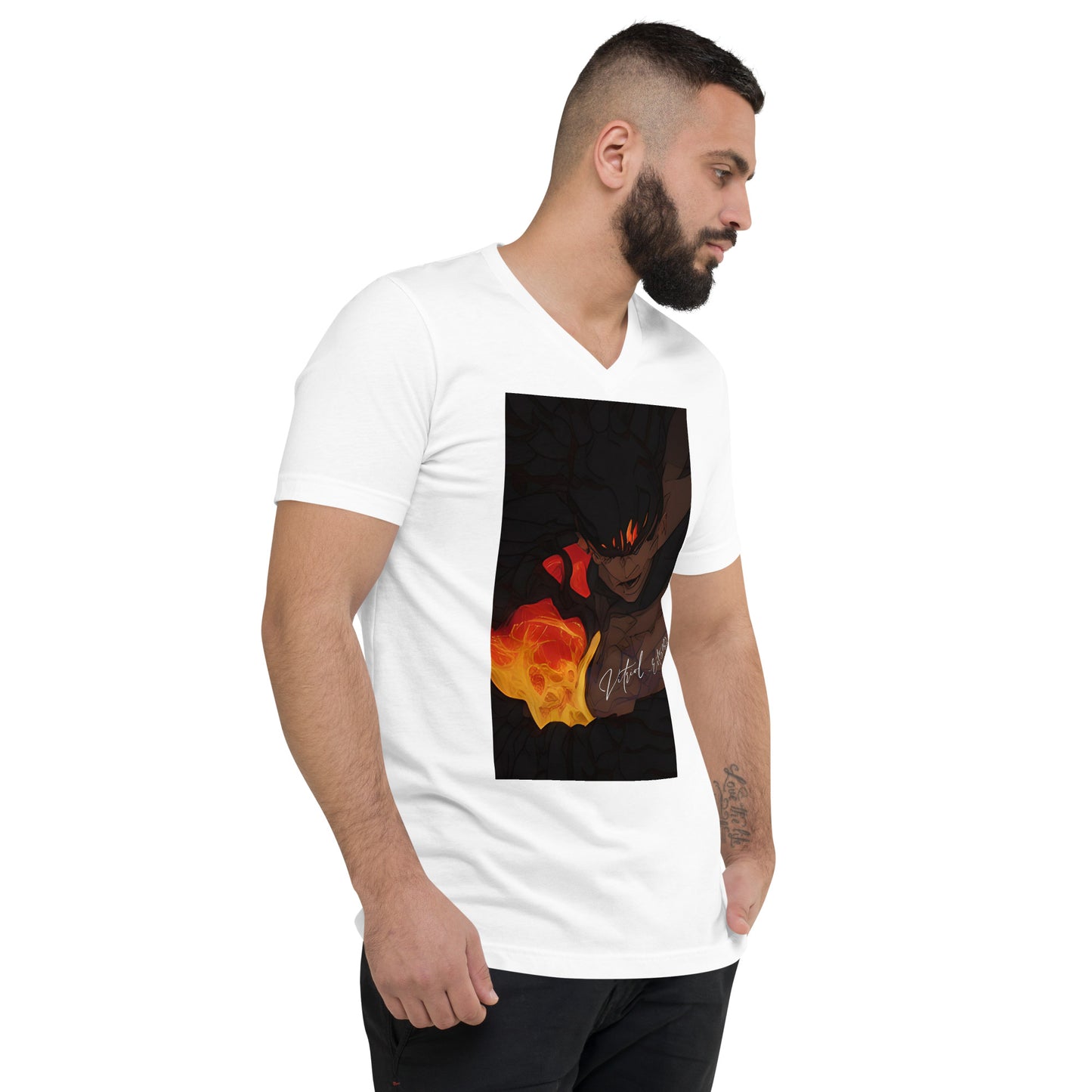Vitriol Man on Fire V-Neck Men's T-Shirt